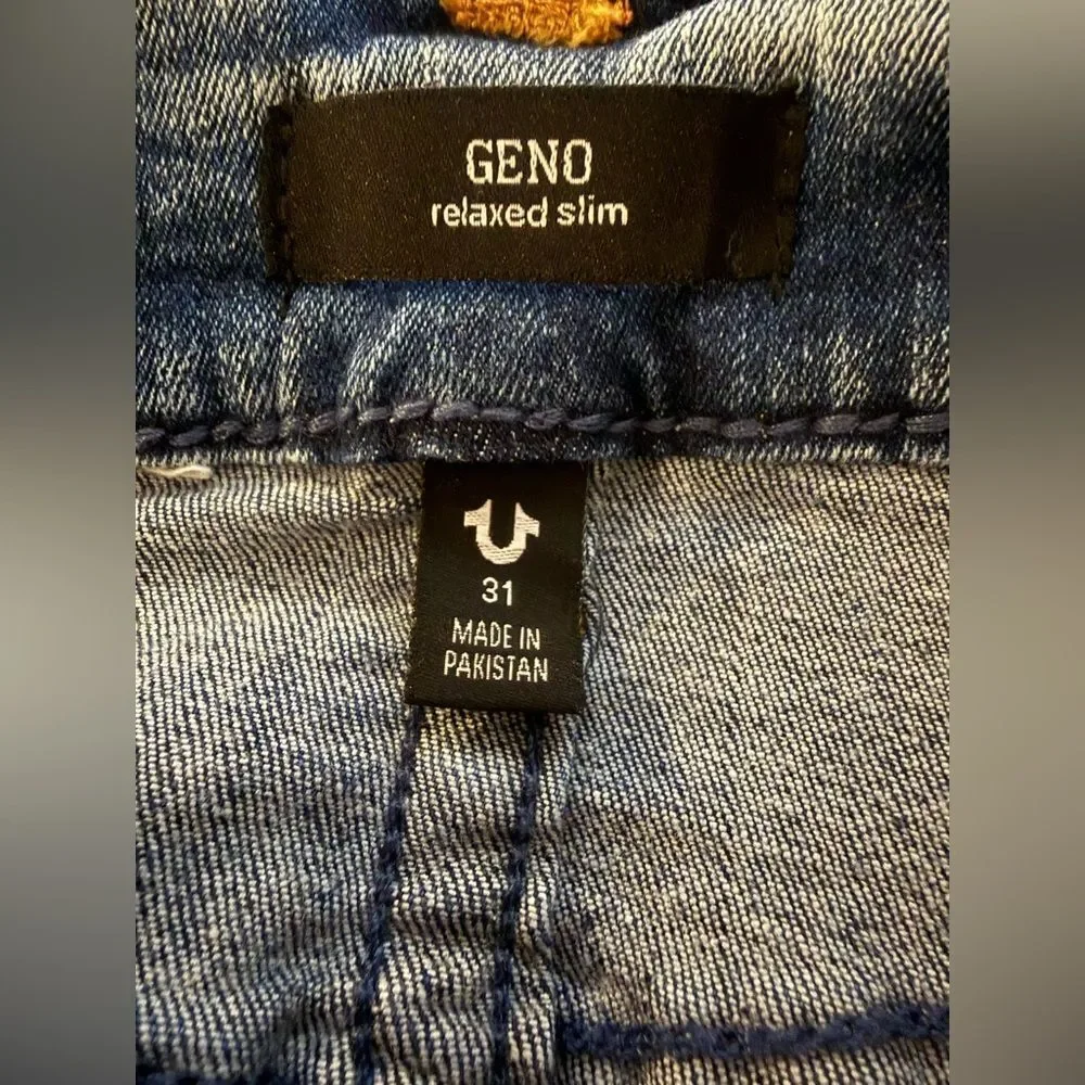 NWT True Religion Geno Relaxed Slim Fit Jeans Men's Size 31 Medium Ink Blue